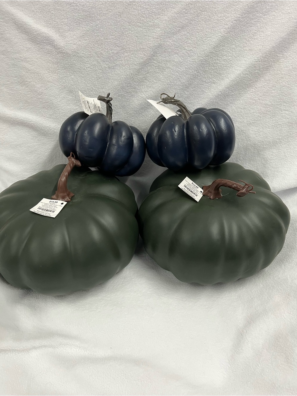Decorative Green and Navy Pumpkin Set of 4
